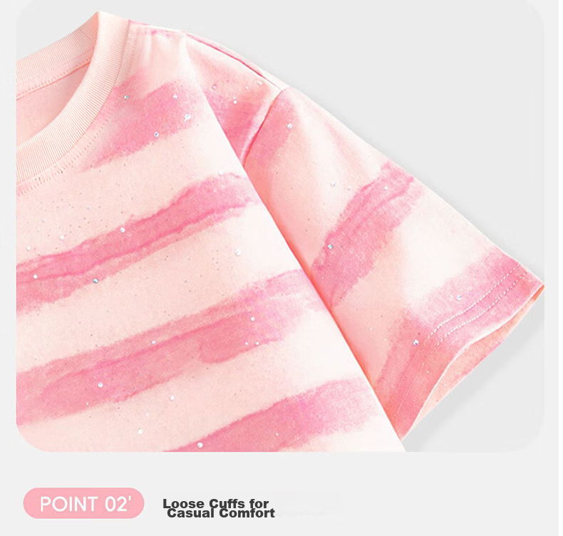 Disney Girls Summer Tie-Dye Short Sleeve Denim Mosquito-Proof Pants Set Photography Ni Purple + Winking Minnie Blue 120 19