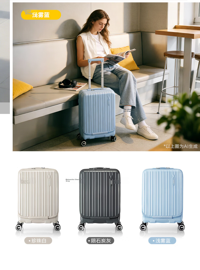 Mei Travel Luggage 20-Inch Front-Opening PC Material Trolley Case Student Password Lock Fries Suitcase 79B Meteor Gray 3