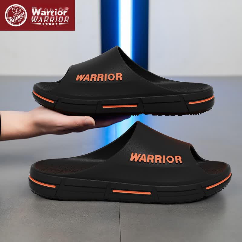 Warrior Men's Summer New Bathroom Non-Slip Wear-Resistant Soft Sole Sports Outdoor Beach Slippers Black Size 40-41