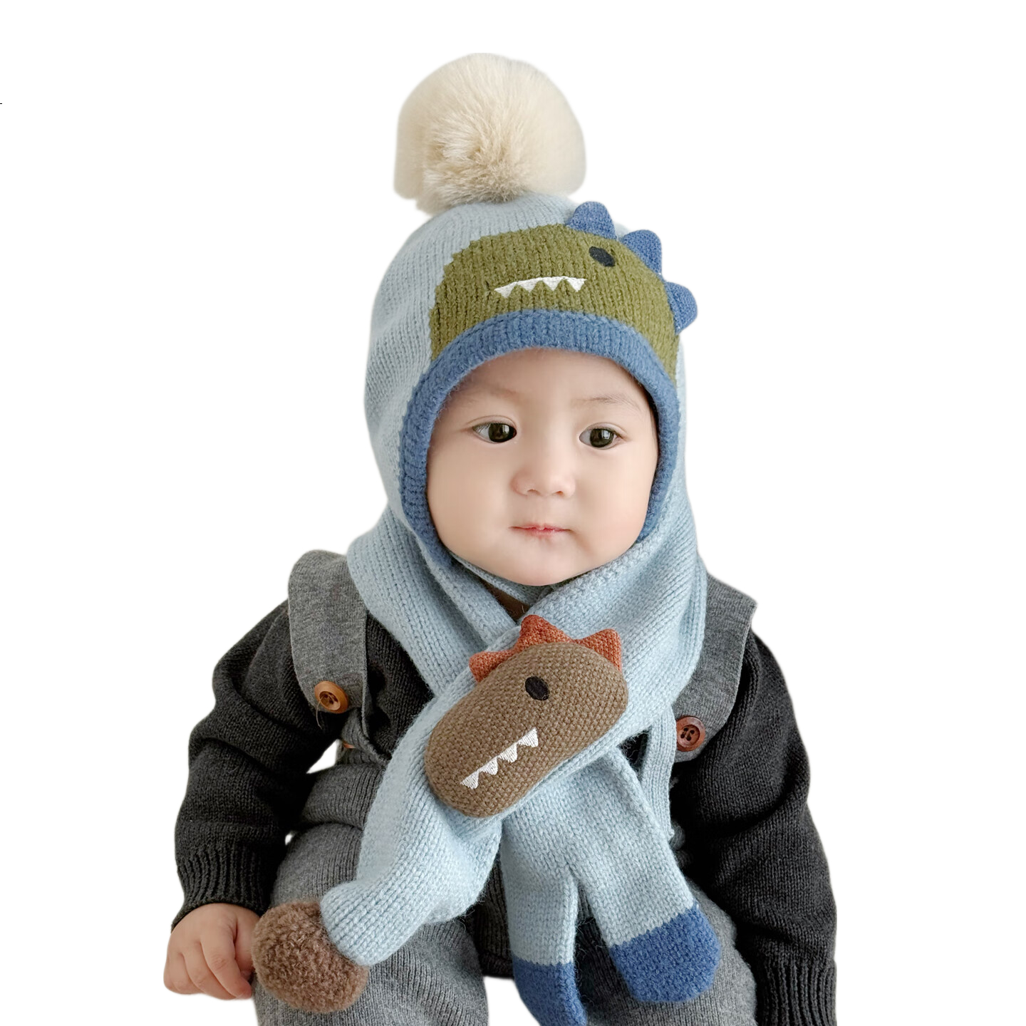 Benaxi Baby Hat Autumn Winter Boys Cute Knitted Hat Infant Winter Wool Hat Outdoor Ear Protection Hat Scarf