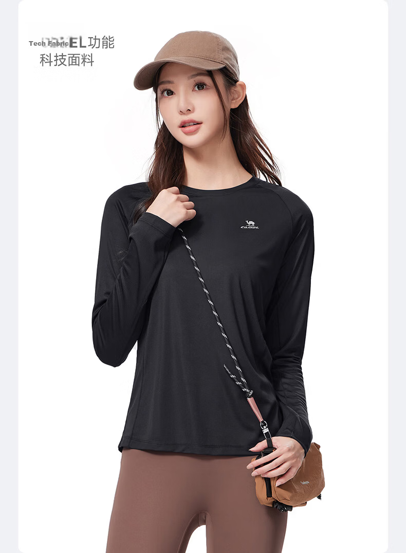 CAMEL Long Sleeve Quick-Dry T-Shirt for Women Running Fitness Crew Neck Sports Top C25CAVL6001 Pink Purple M 4