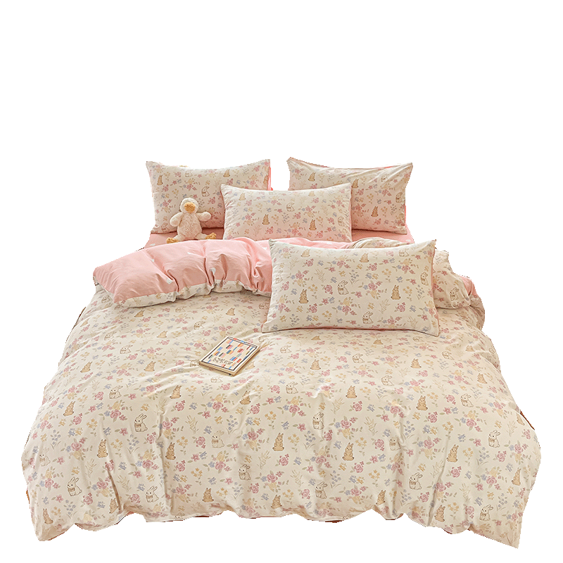 Hongdou 100% Cotton Quilt Cover Single Dormitory Single Full Cotton Thickened Xinjiang Cotton Quilt Cover 150*200cm Rabbit