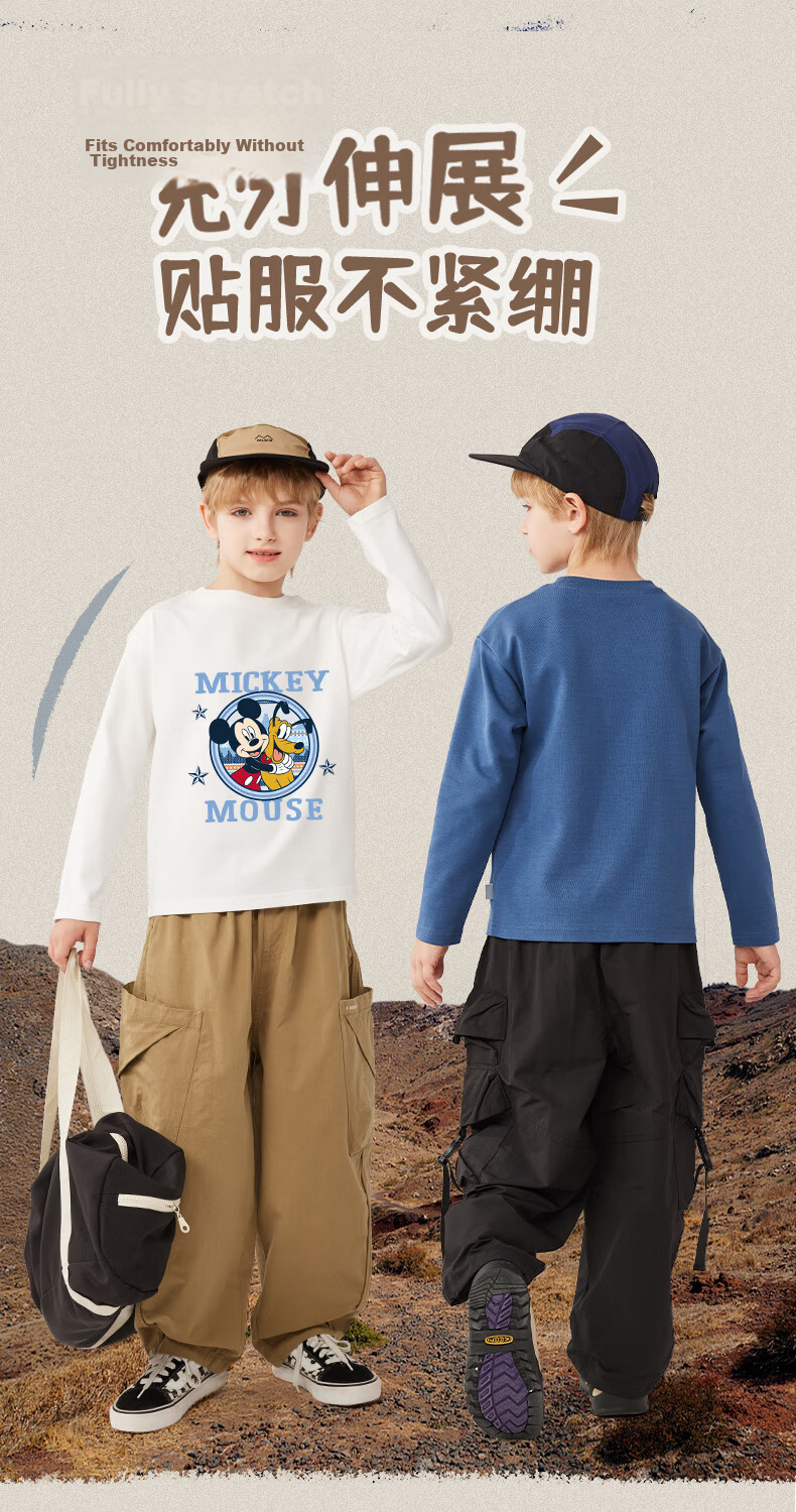 Disney Kids Cotton Long Sleeve T-Shirt 2026 Spring New Cute Girls Top Stylish Boys Base Shirt 3