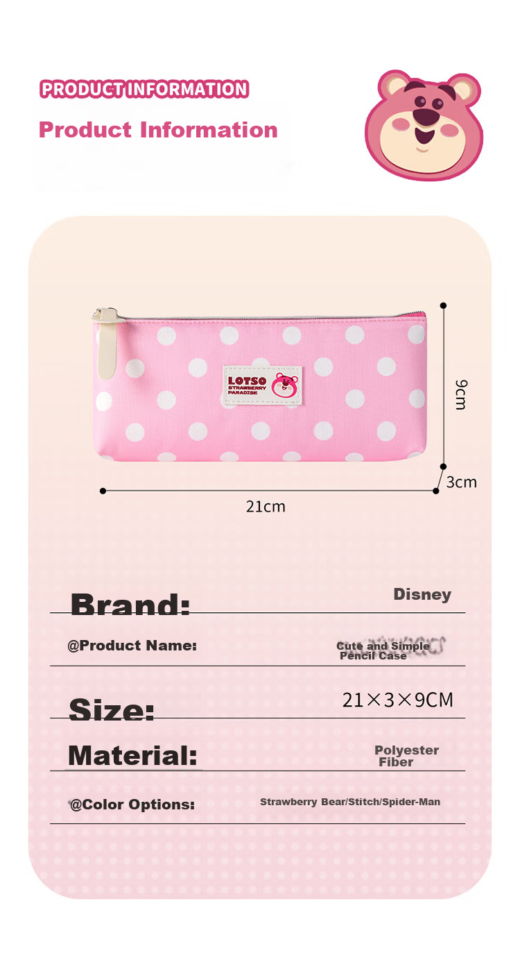 Disney Stitch Large Capacity Pencil Case Elementary School Stationery Storage Bag Simple Middle School Student Pen Box Graduation Gift 11