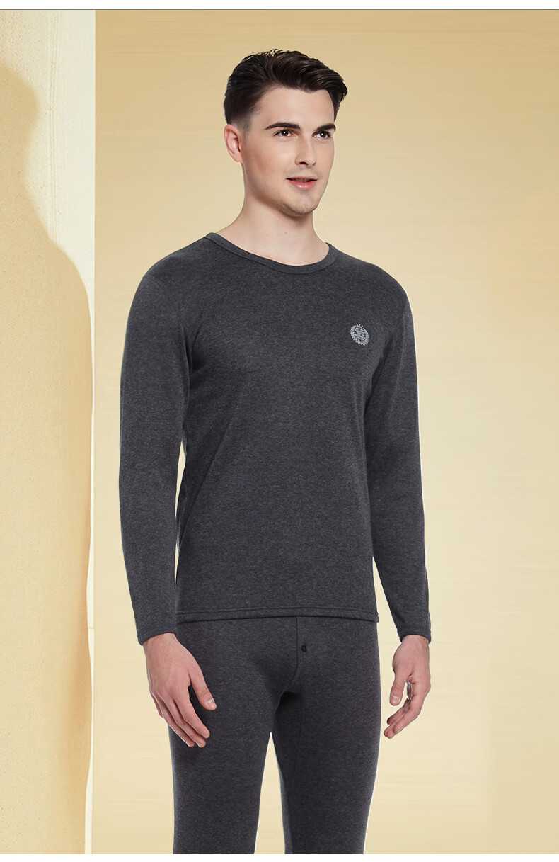 SEPTWOLVES [Double Warmth] Thermal Underwear for Men, Autumn And Winter Fleece-Lined Thickened Top And Bottom, Ultra-Soft Cold-Proof Heat-Generating Plus Size Set 26