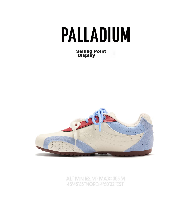 PALLADIUM Spring Autumn New Versatile Women's Lightweight Thin-Soled Derby Casual Sneakers Silver Single Layer Size 36 9