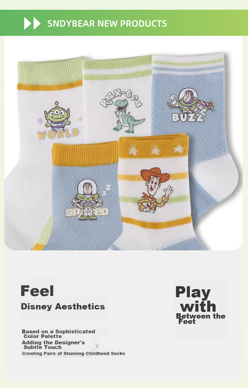 Disney Kids Summer Thin Cotton Mesh Sports Odor-Resistant Mid-Calf Socks DSP3605 Size 18-20 4