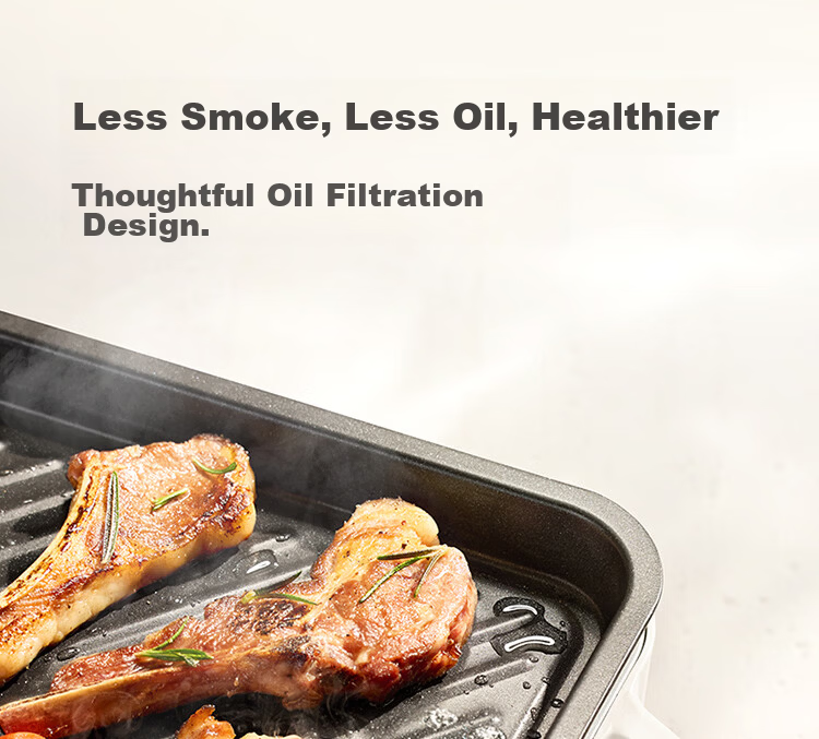 SUPOR Electric BBQ Grill Pan 2026 New Home Electric Grill Multi-Functional Skewer and Meat Grill Titanium Non-Stick Smokeless Detachable GJ5125P821 21