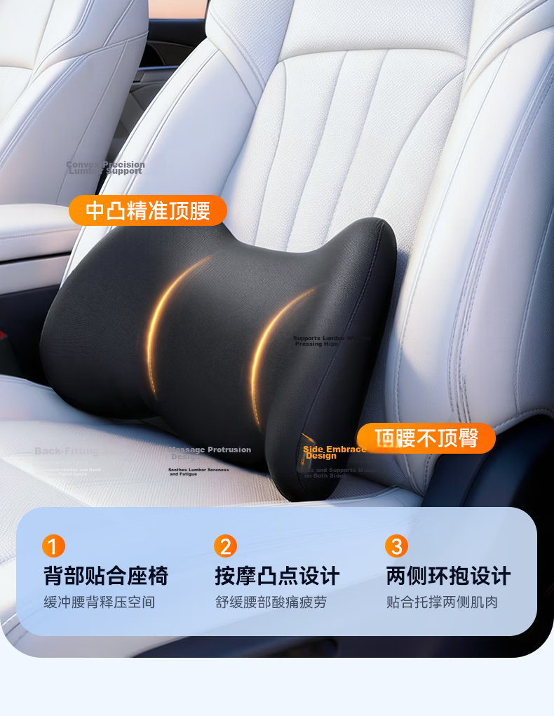 Huiduoduo Car Headrest Neck Pillow Memory Foam Cervical Pillow for Driver Seat Compatible with Tesla Mercedes-Benz 15