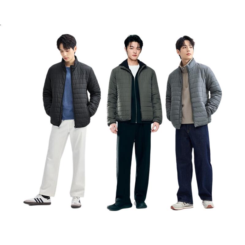 Giordano Men's Cotton Padded Jacket Autumn Winter New Solid Color Stand Collar Warm Cotton Coat 13075816