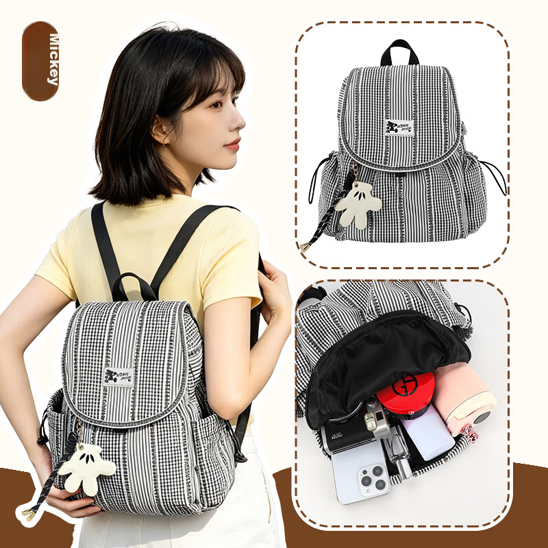 Disney Mickey Print Lightweight Canvas Backpack for Women Girls Birthday Gift