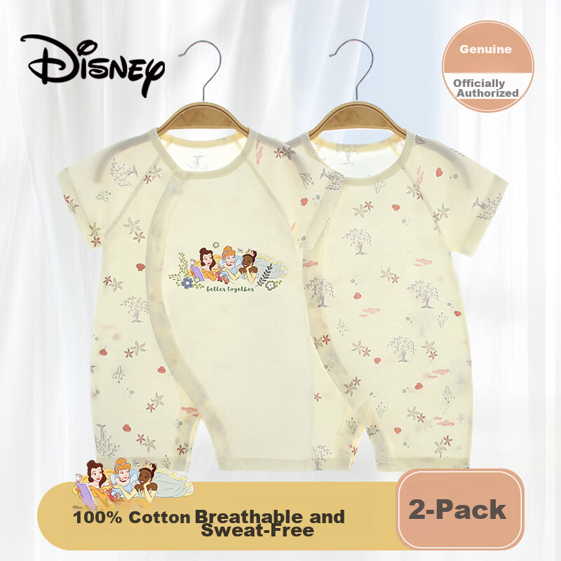Disney 2-Piece Baby Summer Thin Newborn Romper Set A-Class Cotton Crawling Suit for Boys and Girls Full Moon Gift