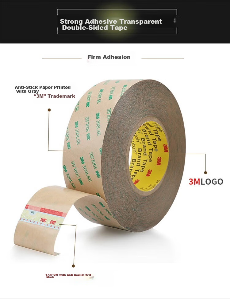 3M Double-Sided Tape Ultra-Thin Transparent PET No-Trace High-Temperature Resistant Strong Adhesive Tape 9495LE 20mm Width 55m Length 0.17mm Thickness 4