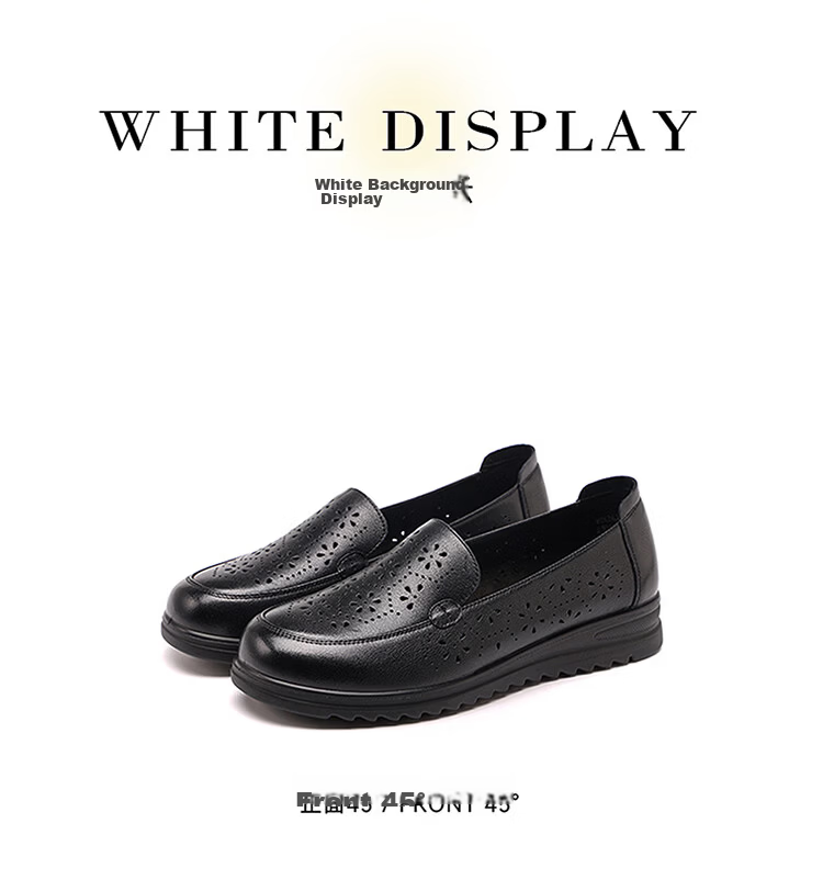 Red Dragonfly Women's White Commuter Soft Sole Casual Shoes Hollow Breathable Middle-aged and Elderly Single Shoes WTK261022 Off-white Size 35 10