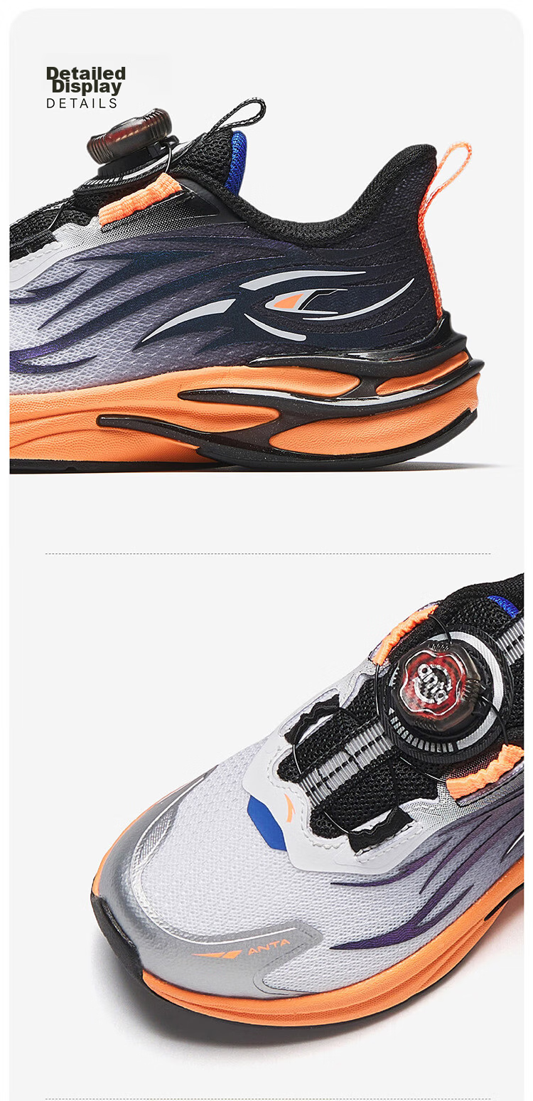 ANTA Children's Sports Shoes, Boys' Chiyan Running Shoes, 2026 Autumn Mesh Breathable Button Running Shoes, Baby Shoes, Trendy And Cool 46