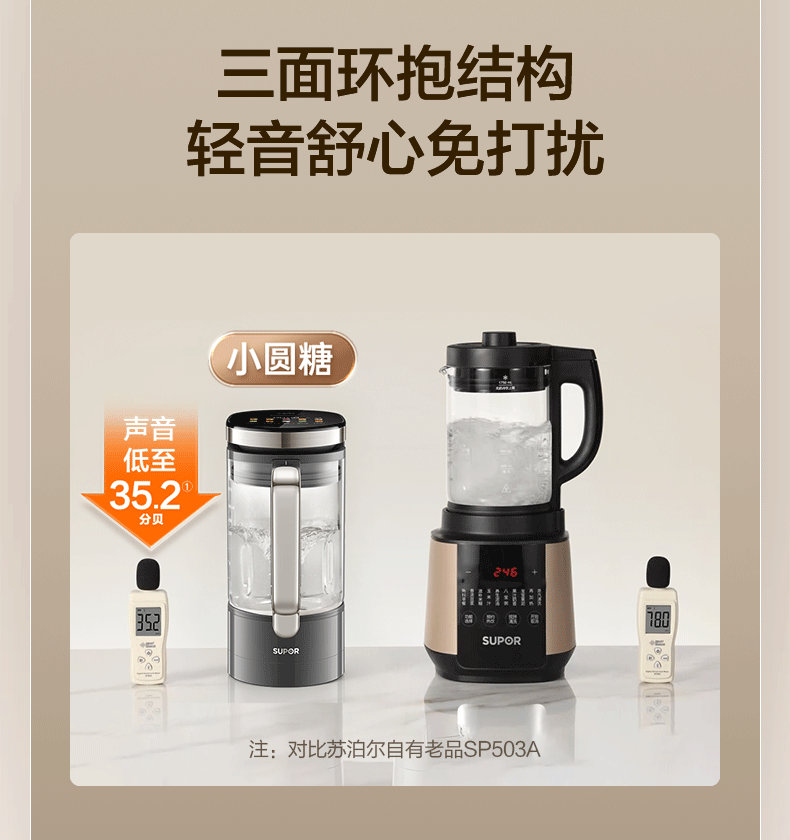 SUPOR New 0-Coating Small Cube Blender Household Fully Automatic Multifunctional Baby Food Processor 1.75L Variable Frequency Quiet Juicer Soy Milk Maker SPX932R 3