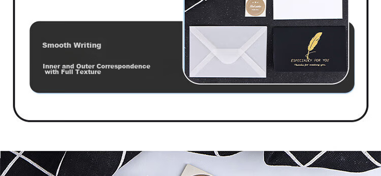 E-Muguo Greeting Cards Set of 4 with Envelopes, Letter Paper, Gift Birthday Cards, Confession Gifts, Ins Style Business Blessing Cards, Wish Cards, Thanksgiving Cards, Black with Gold Foil 15