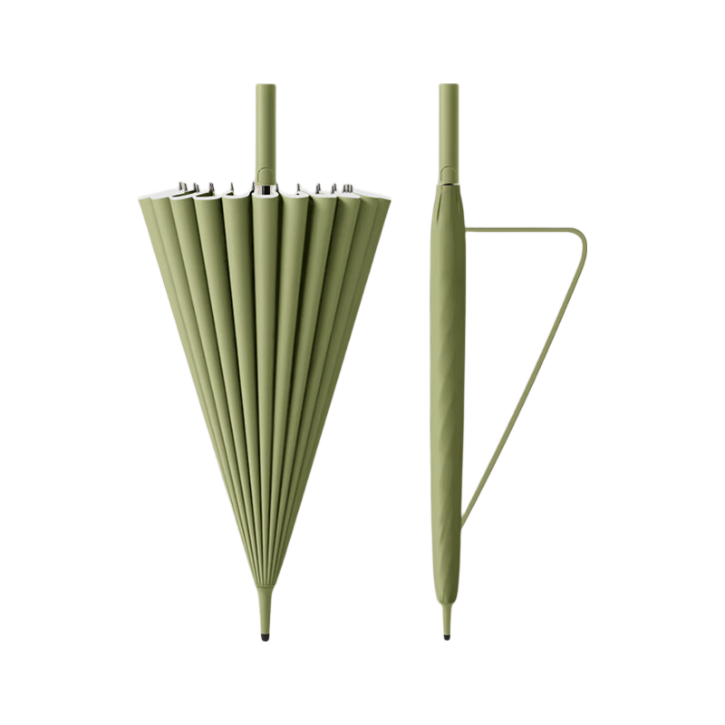 MAYDU One-Piece Seamless Umbrella, Windproof Reinforced Heavy Rain Umbrella, Large Size Long Handle Umbrella, 24 Ribs M7006 Army Gree