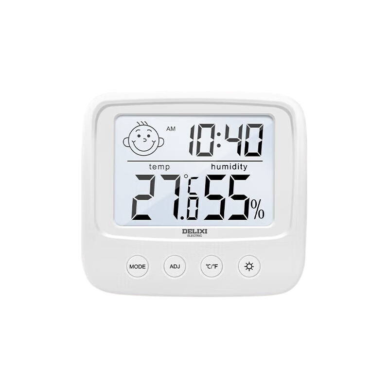 DELIXI ELECTRIC Home Indoor Thermometer with Smiley Face Backlight, Baby Room Electronic Digital Temperature And Humidity Meter, Temperature Gauge DM-1002