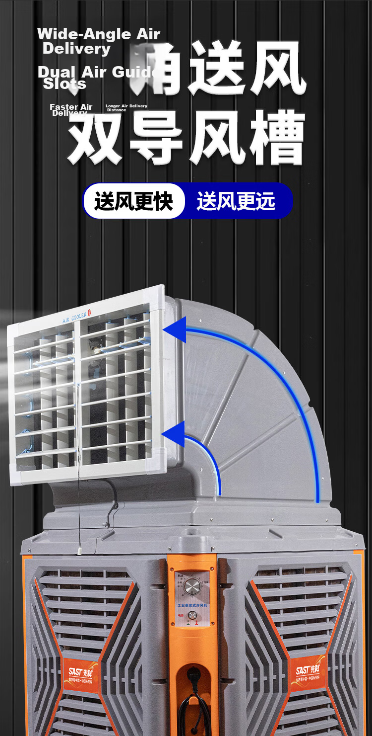 SAST Large Mobile Industrial Cooling Fan/Cooler/Air Conditioner Fan for Livestock Farms, Factories, Workshops Commercial Refrigeration/Fast Cooling High Air Volume [Item No. 748] 4