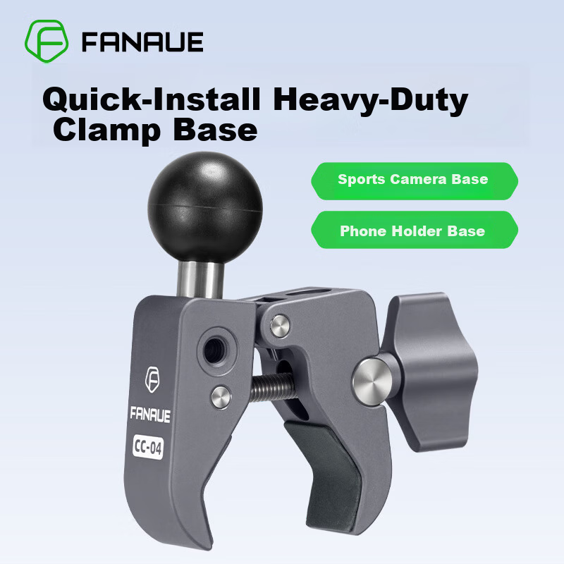FANAUE Motorcycle Phone Holder Heavy Duty Clamp 17mm Ball Head Base Sports Camera Mount Anti-Theft Quick Release CC-04F(17)