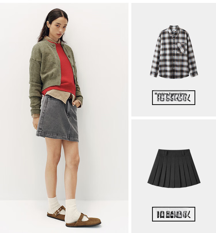 Semir Women's Autumn A-Line Skirt Retro College Style Denim Mini Skirt 103525120002 15
