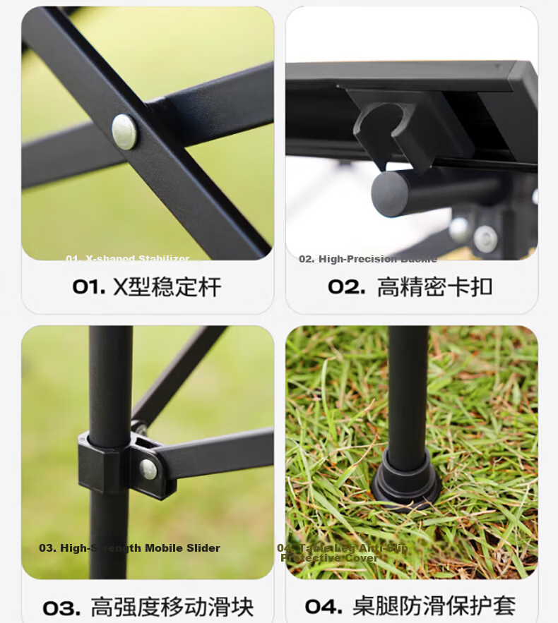 Gosoo Egg Roll Table Camping Table Outdoor Folding Table Market Picnic Table Portable Outdoor Balcony Leisure Table Black 19