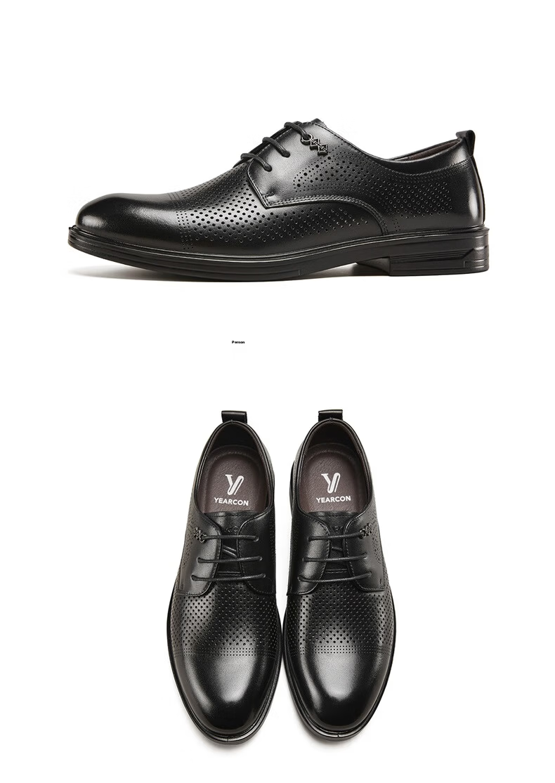 Eierkang Men's Business Formal Shoes Comfortable Commuter Single Shoes Groom Wedding Shoes 63129W Black Size 45 31