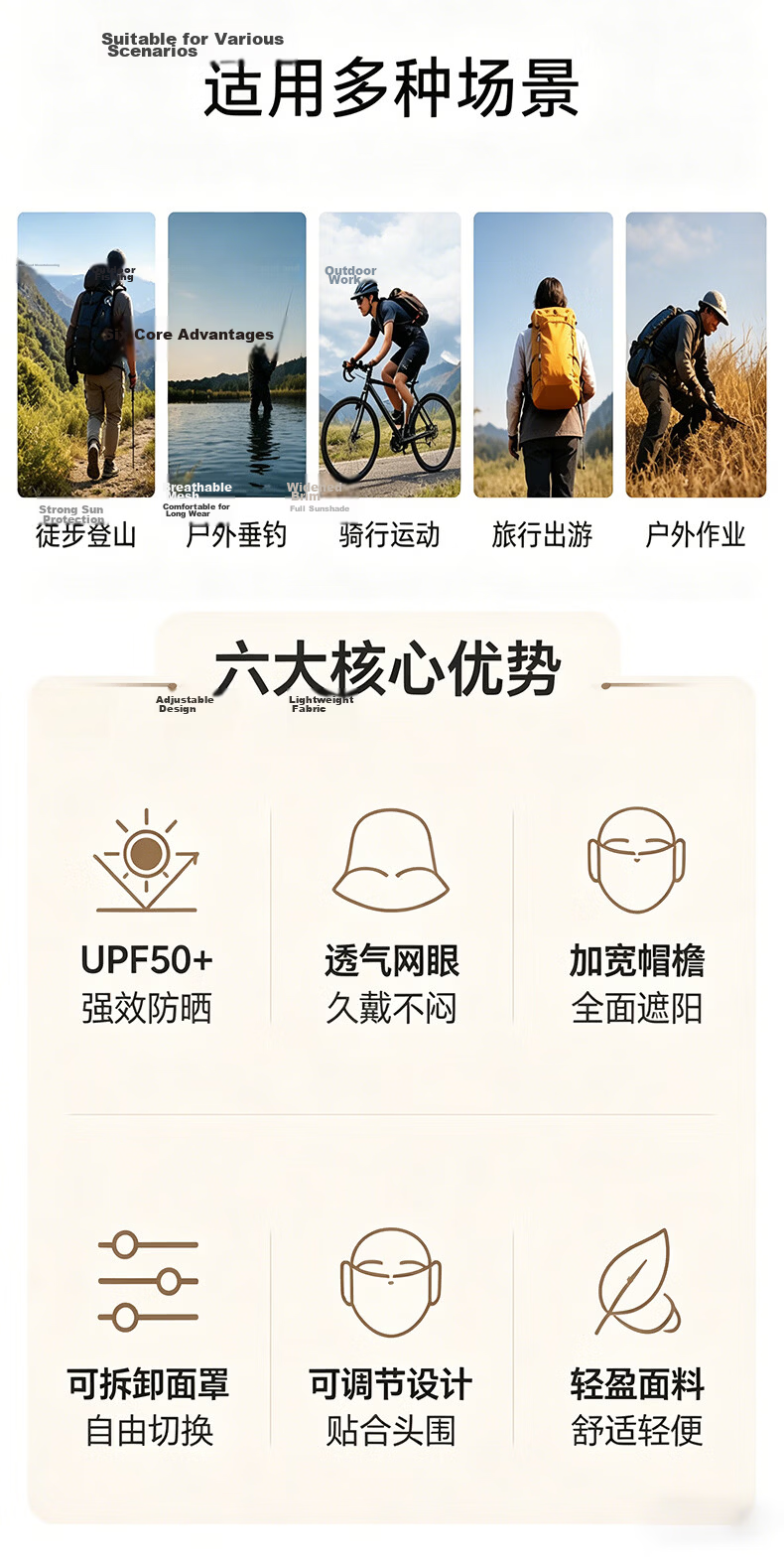 GRGN Sun Protection Hat for Men Summer UV Protection Sunshade Hat Women Fishing Bucket Hat with Face Cover Mountaineering Sun Hat 8