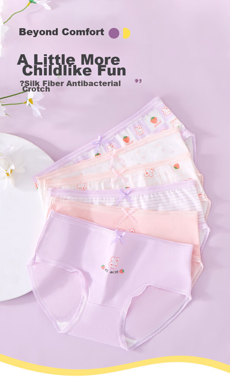 Langsha Girls' Children's Underwear Student Toddler Developmental Period Triangle Panties 6-Pack 1