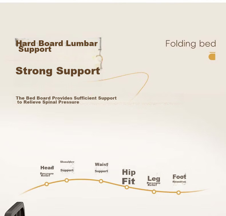 Miaoli Folding Single Nap Bed Office Companion Bed Home No-Assembly Wooden Board Nap Simple Bed 6