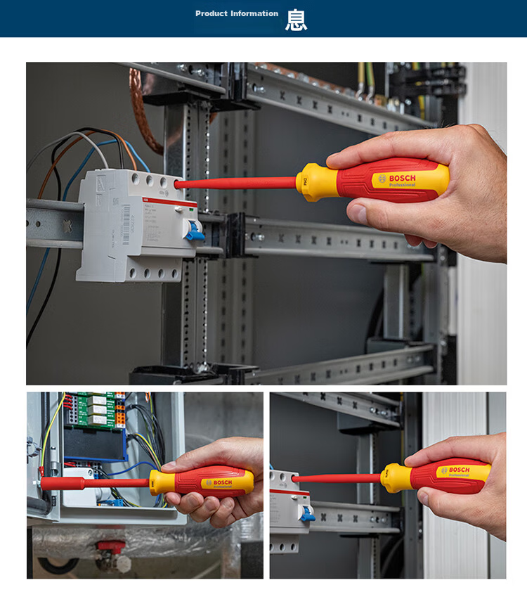 BOSCH Portable VDE Insulated Non-Slip Durable Voltage Tester Pen AC 120-250V Detection Tool 7