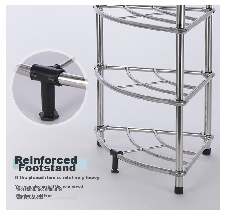 Ouranzhe Stainless Steel 4-Tier Bathroom Basin Rack Floor Storage Shelf Corner Storage Organizer 16