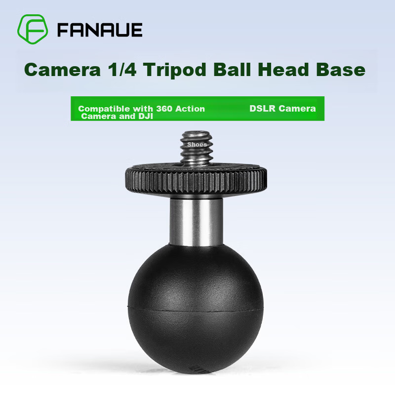 FANAUE Motorcycle Sports Camera Mount Gimbal Ball Head Base 1/4 Screw Adapter 17mm Ball Head Accessory GB-02(17)