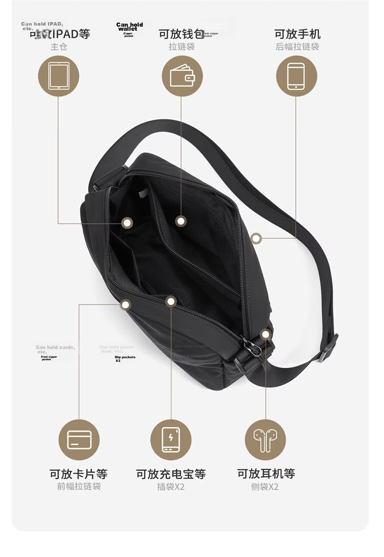 GOLF Casual Crossbody Bag Unisex Lightweight Outdoor Sports Cycling Shoulder Bag Commuter iPad Tablet Small Square Bag 17