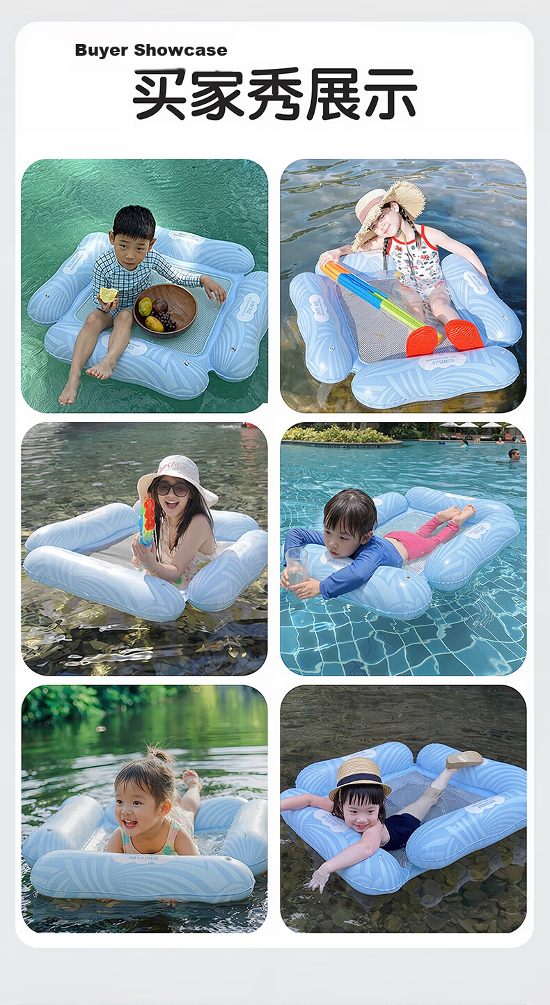 Adandyish Inflatable Floating Air Mattress Water Surfboard Sand Bed Water Play Board Children's Toy Built-in Press Inflation Far Sailing Green 7