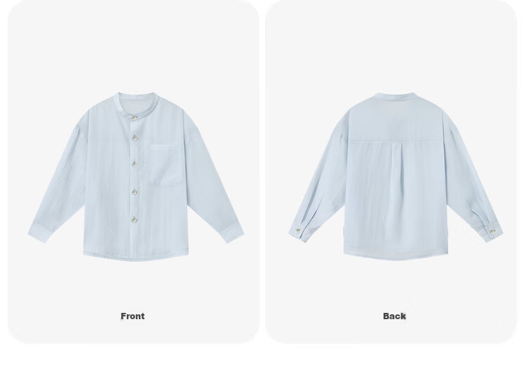 Duoduo Kids Casual Shirt Summer Small Stand Collar Children's Lightweight Breathable Jacket Simple High-End Versatile Kids Top 41
