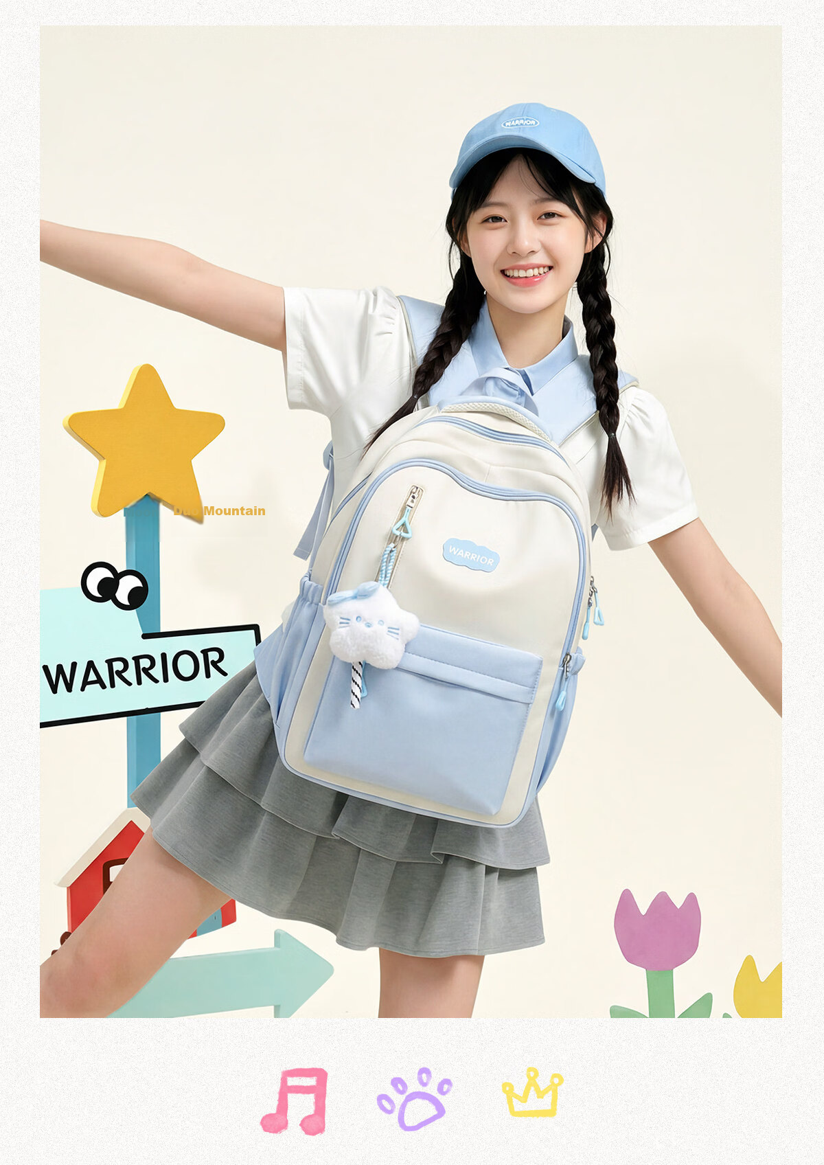 Warrior Women's Backpack 2026 New Style High School Student Fashion Lightweight Large Capacity Travel College Laptop Bag 13