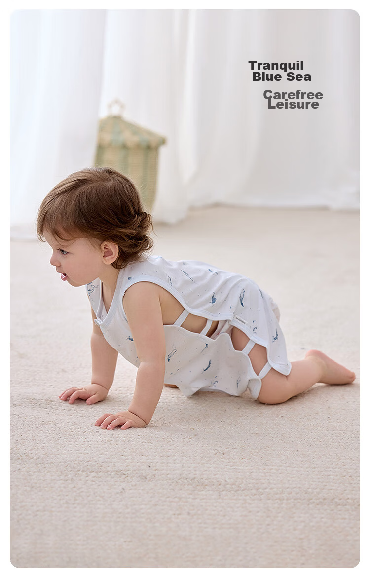 Babylove Baby Sleeveless Romper Summer Modal Cotton Unisex Bodysuit Open Crotch Crawling Suit 7
