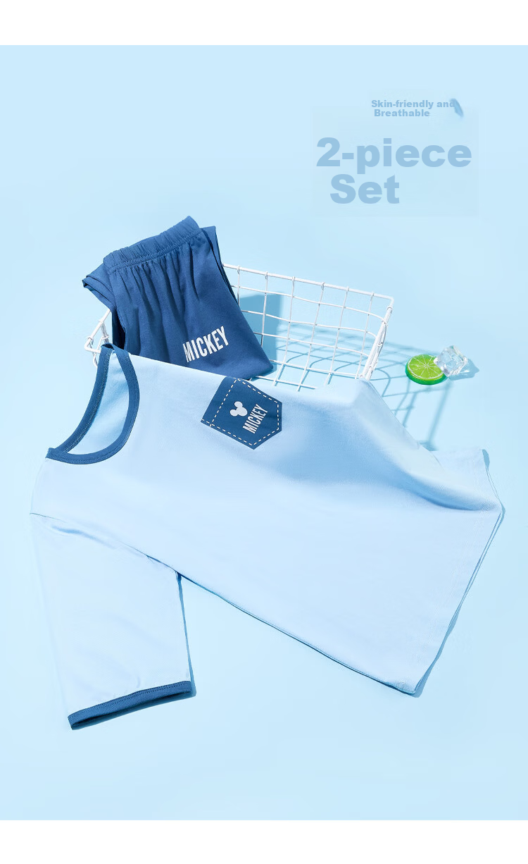 Disney Boys' Summer Thin Modal Pajama Set 2-Piece 2026 New Kids' Air Conditioning Clothes 120 5