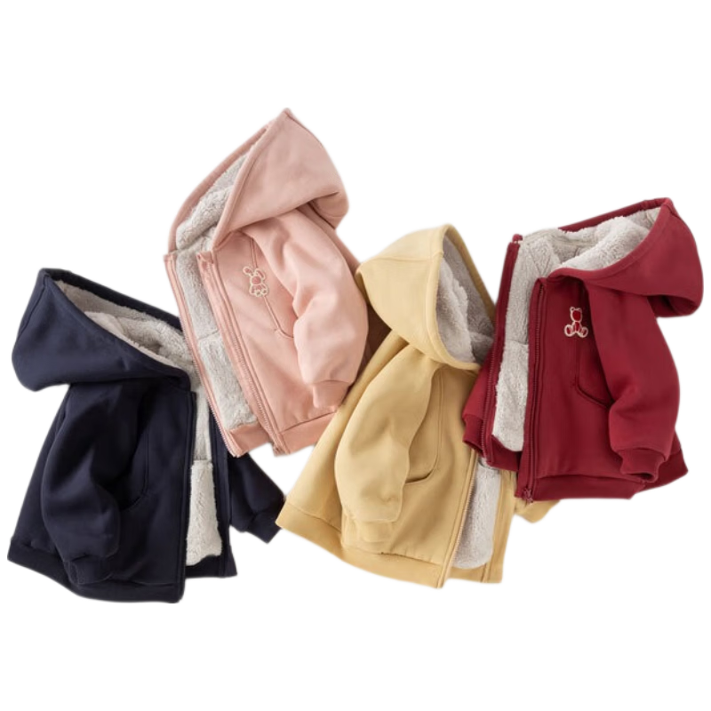 DAVE & BELLA Kids Autumn Jacket Fleece Lined Casual Hoodie for Boys and Girls Baby Hooded Clothing