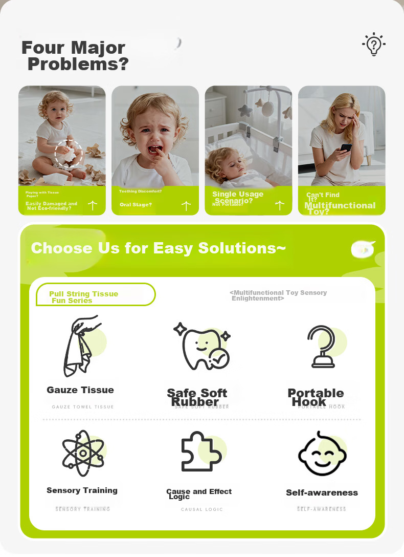 Jollybaby Baby Toy Pull-and-Play Car Hanging Sensory Development Educational Crib Rattle - Farm Triangle Pull-and-Play 2