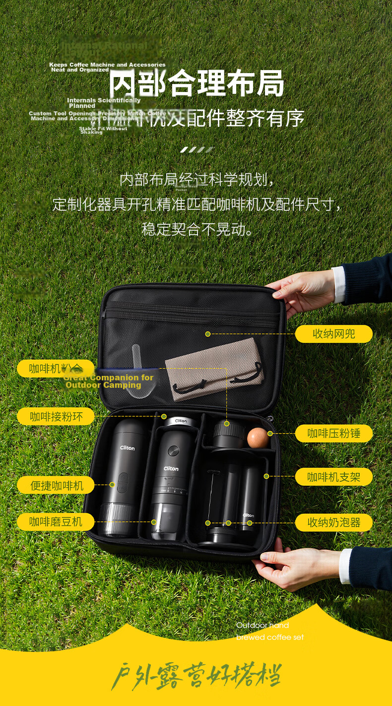 CLITON Portable Italian Coffee Machine Set Storage Bag with Tamper and Portafilter Holder Carrying Case 4