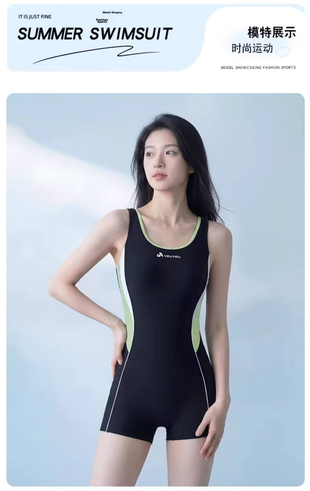 Youyou Women's One-Piece Swimsuit, Square Leg, Professional Racing Swimwear, Adult Swimming Set of 4, 16068 Textured Black, 2XL 15
