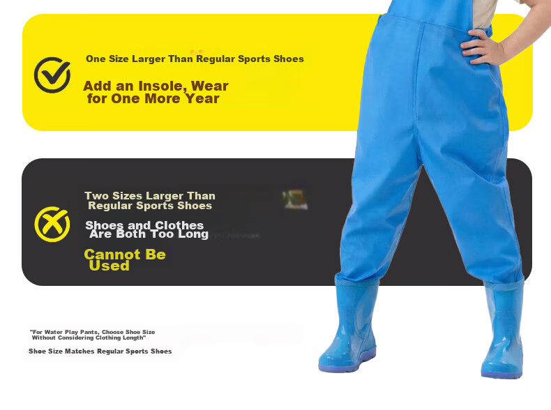 FOOTOPPO Kids Waterproof Rain Boots and Waders Full-Body Water Play Pants Splash Pants Water Gear Waterproof Rain Pants 20