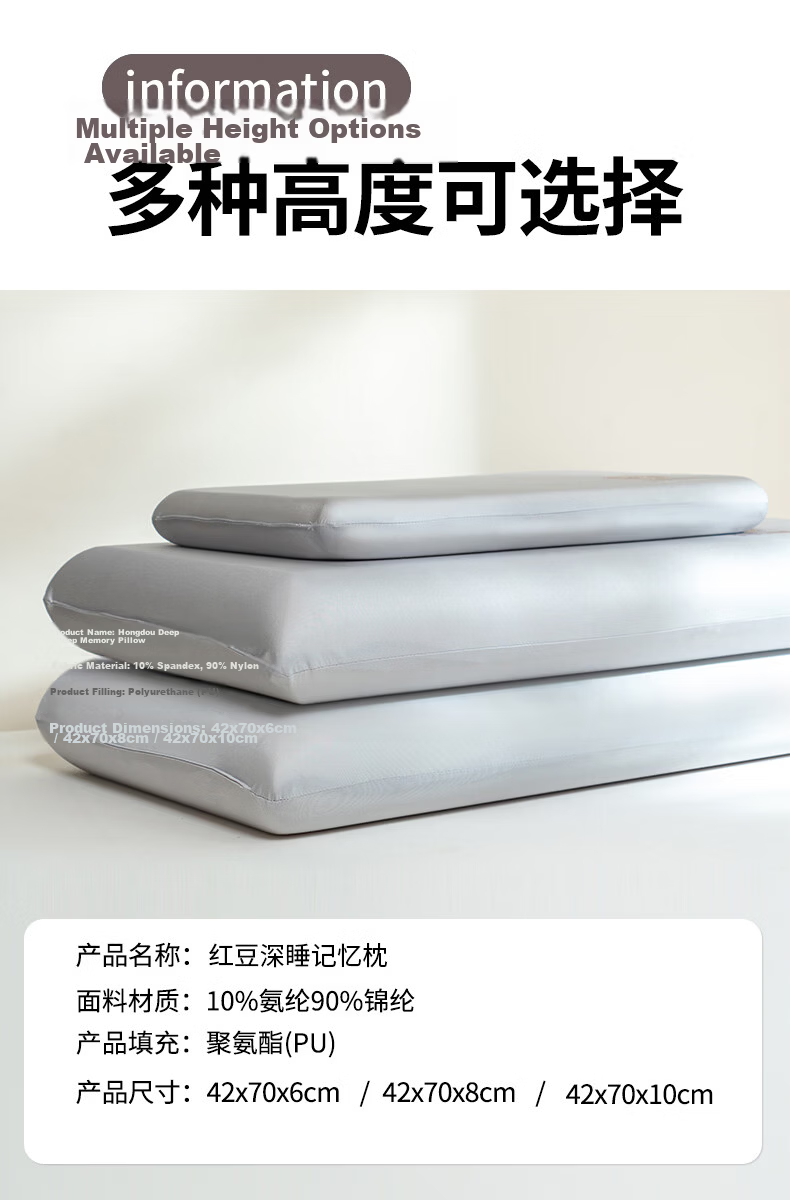 Hongdou Memory Foam Pillow Zero Pressure Deep Sleep Neck Support Pillow Core Adult Deep Sleep Cervical Pillow 40x70cm 10cm 10