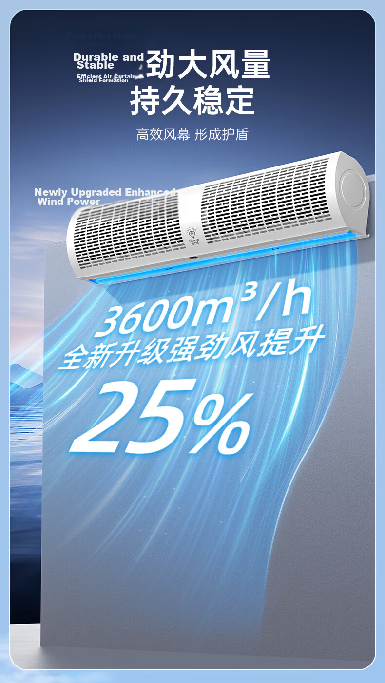 Diamond Brand Air Curtain Commercial Air Door Industrial Air Fan Wall-Mounted 1.5m Button Model FM3015-G 8