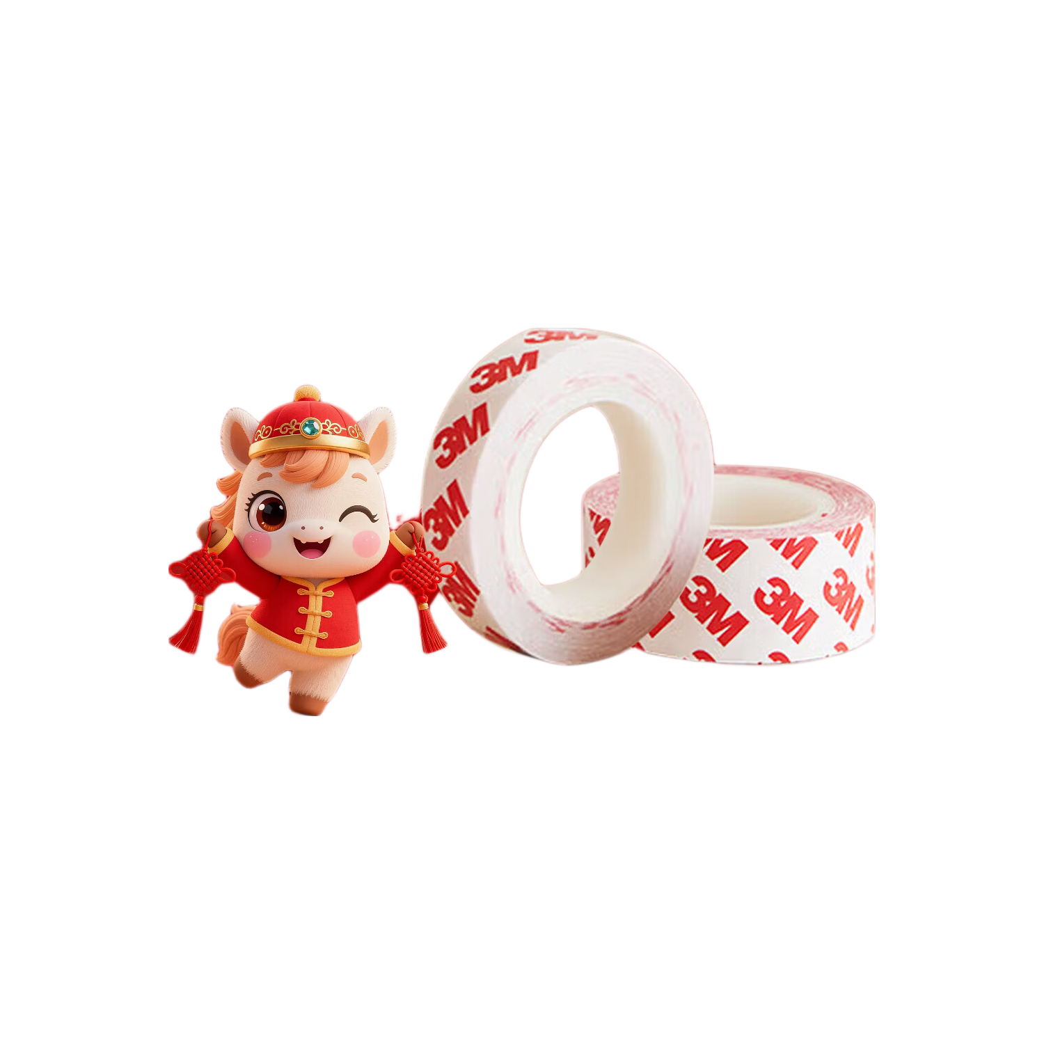 3M Double-Sided Tape for Spring Festival Couplets, Wedding Room Decoration, Non-Woven Fabric, Semi-Transparent Cotton Paper Sticker for Couplets, Heat Resistant, 55236, Width 20mm * Length 10m
