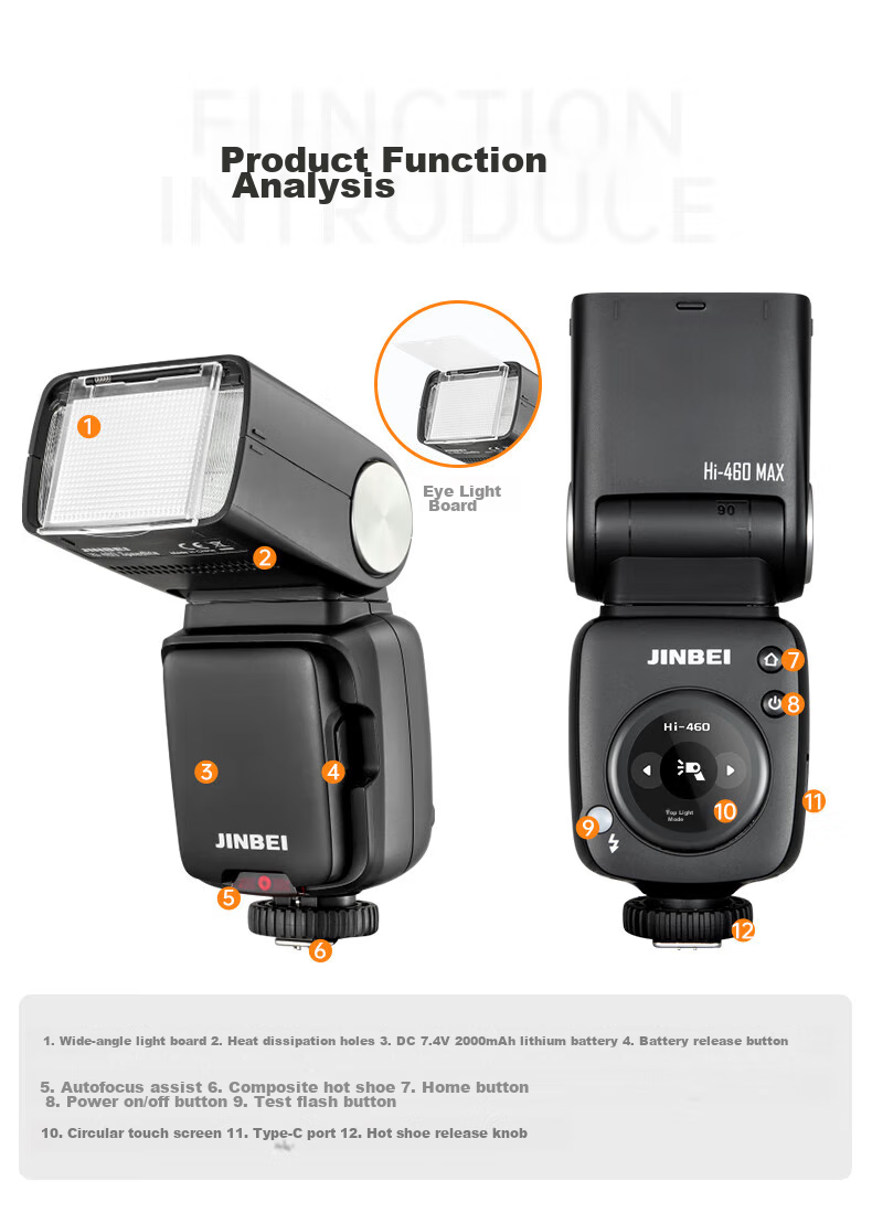 JINBEI Hi-460MAX Hot Shoe Flash for DSLR And Mirrorless Cameras, TTL High-Speed Sync, Portable for Outdoor Shooting, Compatible with Sony Hi-460MAX Sony Version (For Sony) 22