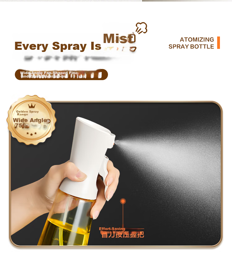 LOCK&LOCK Mist Spray Oil Bottle Household Food-Grade Atomized Kitchen High Borosilicate Glass Leak-Proof Oil Sprayer Bottle 4